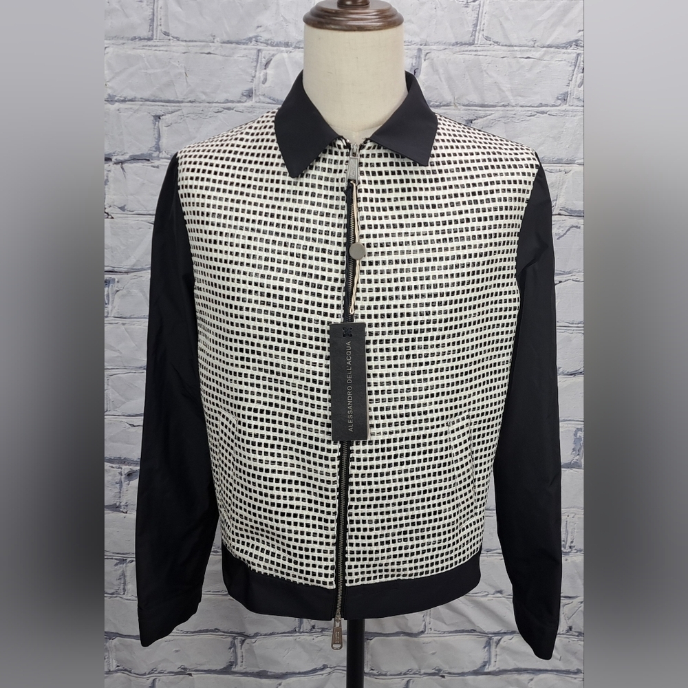 NWT Alessandro Dell'acqua Full Zip Jacket Fashion Woven Black Large / 50 - Picture 4 of 16